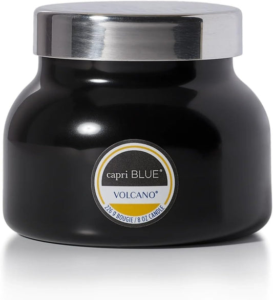 Capri Blue Volcano Scented, Glass Jar Candles for Home with Tropical Fruit & Sugared Citrus, Soy Wax Blend, Black Color (8 Oz)